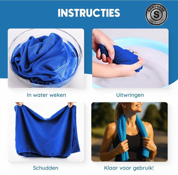 Sorprese Koelhanddoek - 2 Stuks - Grijs - Verkoelende Handdoek - Afbeelding 2